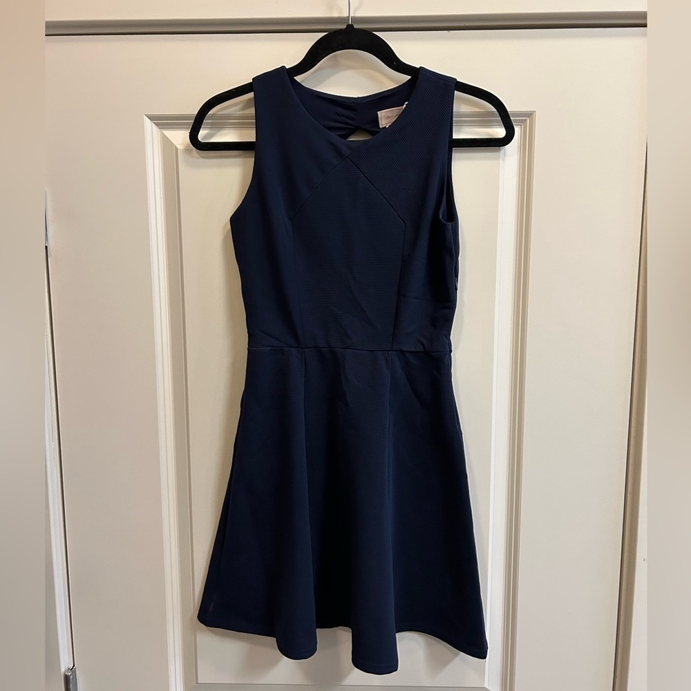 Love…Ady Navy Skater Dress with Back Cut Out Detail - size M